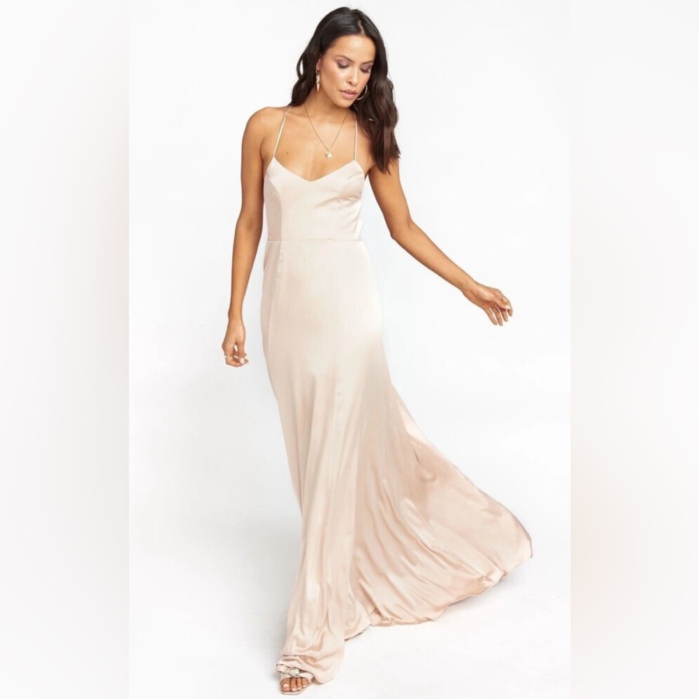 Show Me Your Mumu Godshaw Goddess Gown Champagne Luxe Satin XL